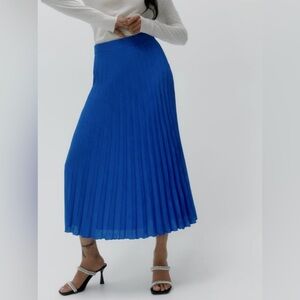 Cut25 pleated blue midi skirt, size 6